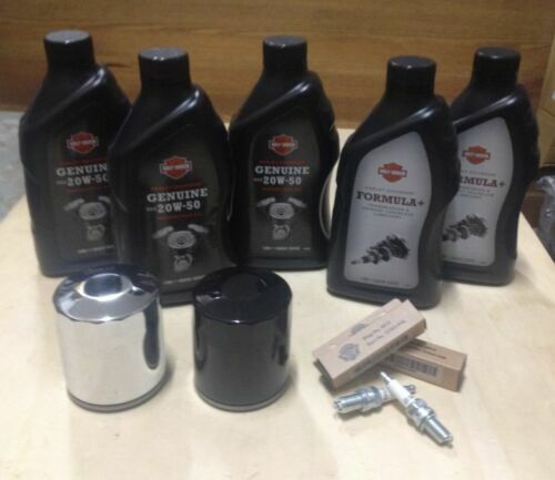 Kit tagliando originale Harley Davidson Softail Fat Boy Heritage Springer Deluxe con olio Genuine 20W-50, Formula+, filtri e candele
